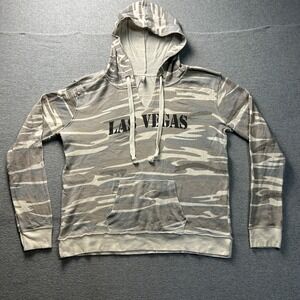 Las Vegas Camo Hoodie Womens XL Gray Camouflage Print Pullover‎ Kangaroo Pocket